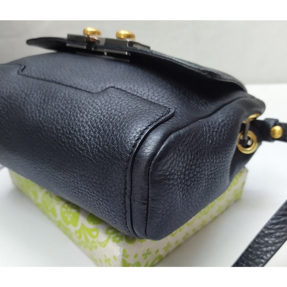 Marc by Marc Jacobs Black Pebbled Leather Pushlock Flap Closure Crossbody Bag - Picture 8 of 16